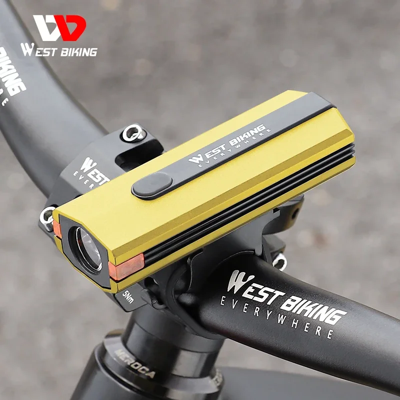 

WEST BIKING Bicycle Front Light 3 Color Type-C Rechargeable Bike Light Battery Indicator Warning LED MTB Road Bike Headlight