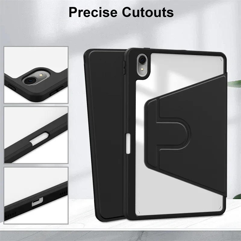 Luxurious 360° Rotating Flip Leather Tablet Case with Acrylic Shockproof Protection