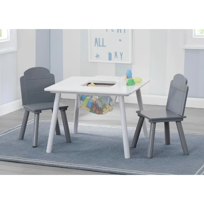 Kids Table and 2 Chairs Set Height Adjustable Toddler Table and Chair Set for Ages 3-8 Easy to Wipe Arts & Crafts