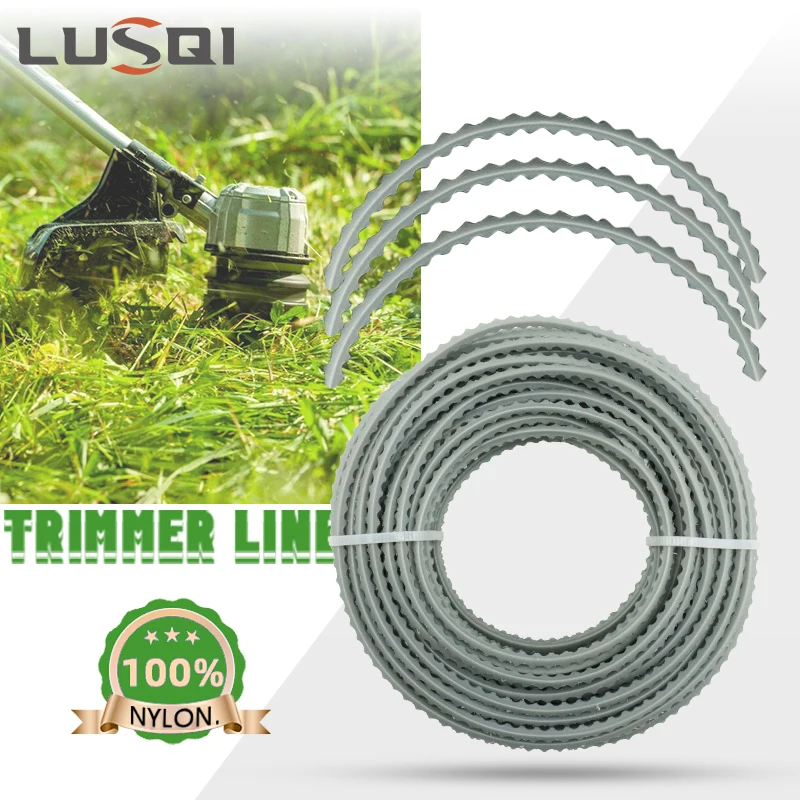 

LUSQI 15m*3mm Nylon Mowing Grass Trimmer Rope Brushcutter Cord Lawnmower Trimmer Replacement Line Sawtooth Shape