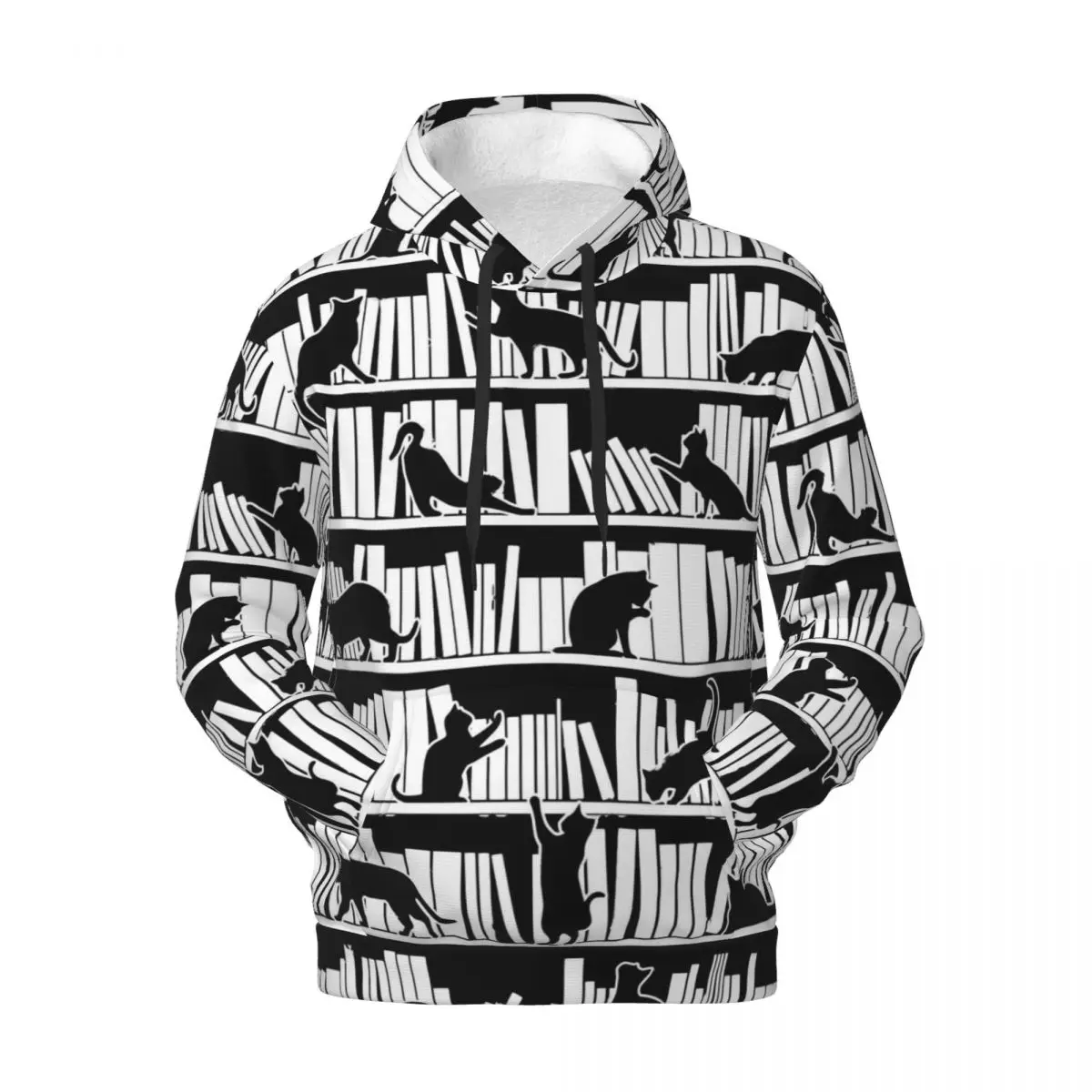 

Library Cats Essentials Hoodies Winter All I Need Is Books Streetwear Sweatshirts Man y2k Funny Printed Oversized Hoodie