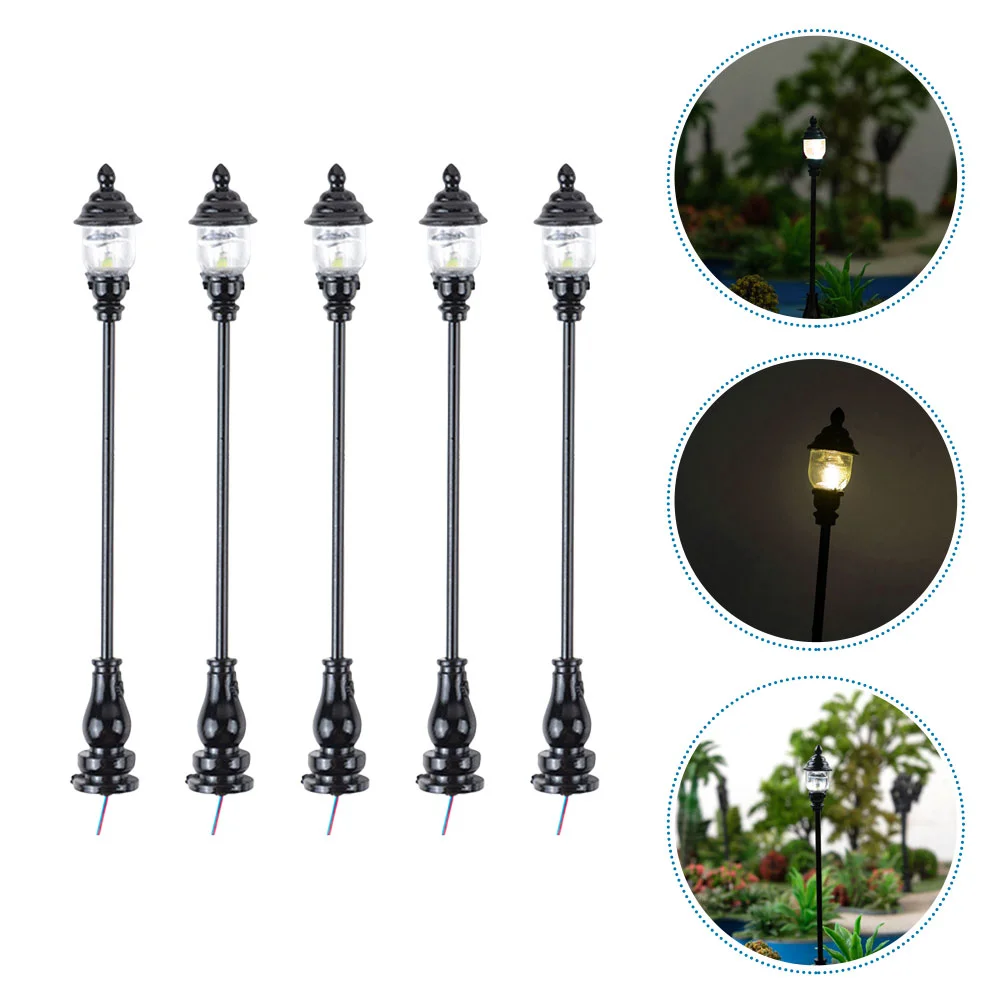 

1:87 1:100 Miniature Yard Lights Model LED Street Lamp Lamppost Landscape Light Sand Table Decoration