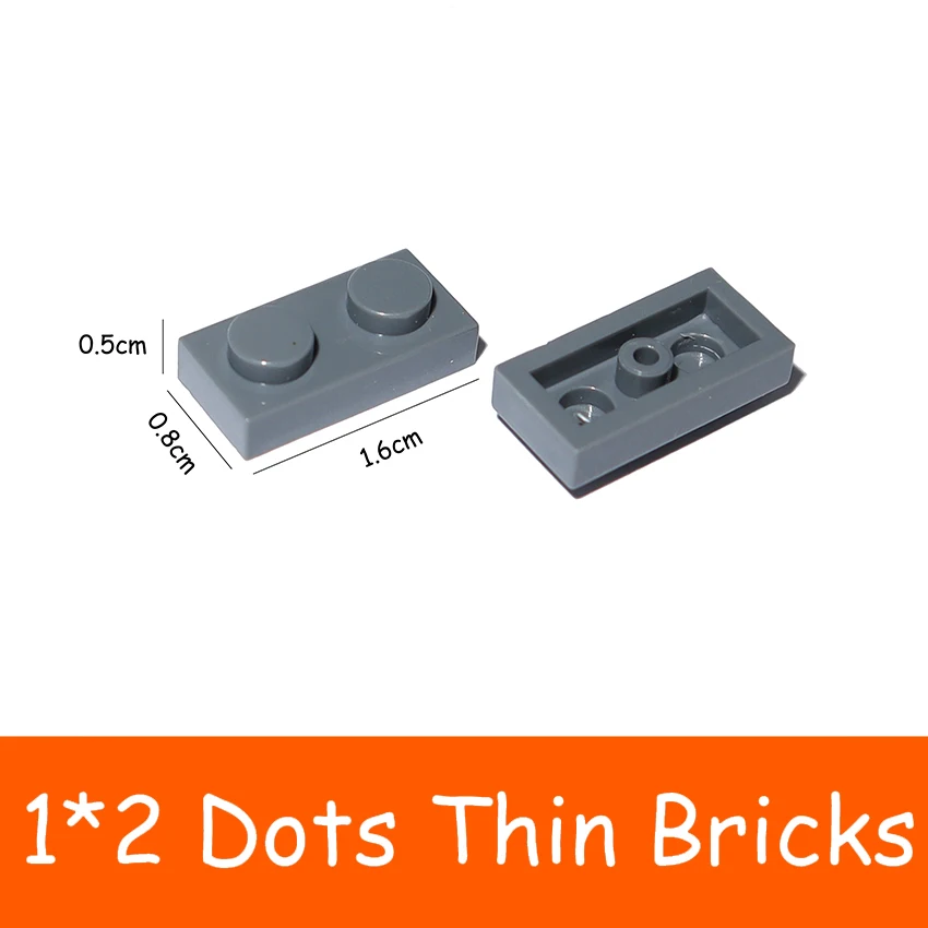 

200PCS DIY Building Blocks 1*2 Figures Bricks MOC Assemble Particles 3023 Thin Plate 1x2 Dots Educational Creative Toy for Kids