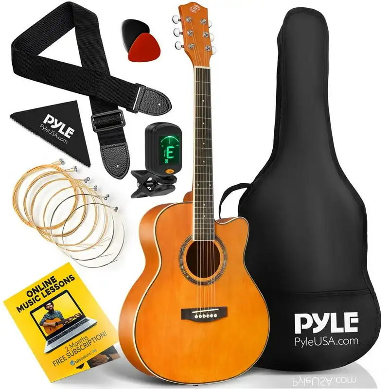

6 String Acoustic Guitar Beginner Starter Kit Guitarra Acustica Bundle Pack with Cutaway Body.