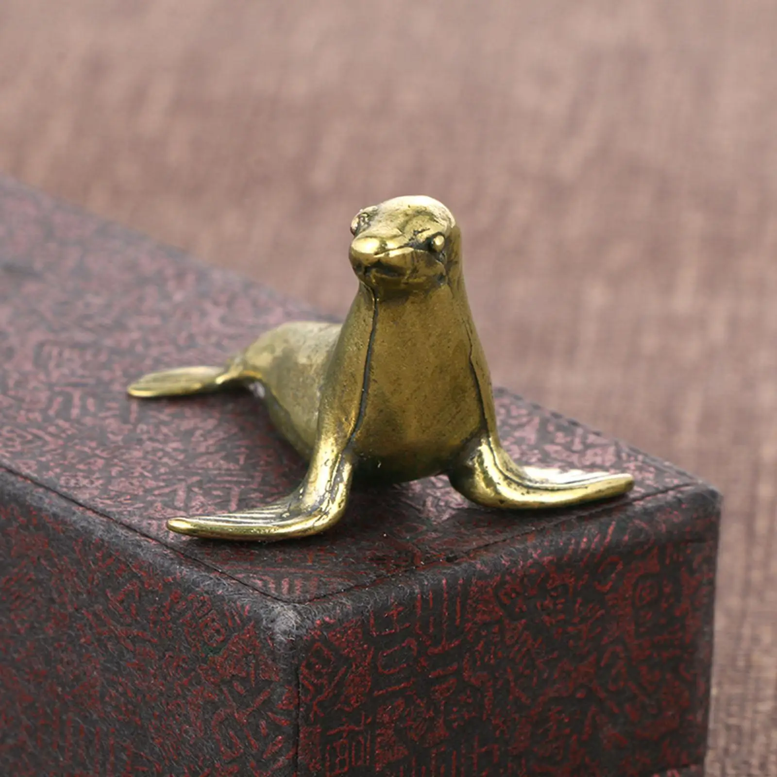 Brass Seal Ornament Copper Seal Figurine Tabletop Decor Creative Photo Props Handmade Miniature for Dorm Cafe Bedroom Cabinet