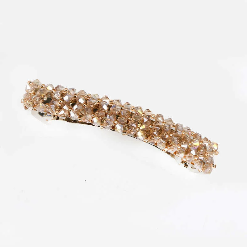 gold hair clips Sweet Color Crystal Spring Hair Clips Pins Handmade Beads Hair Barrettes For Women Girl Fashion Simple Hair Accessories Headwear korean hair clips