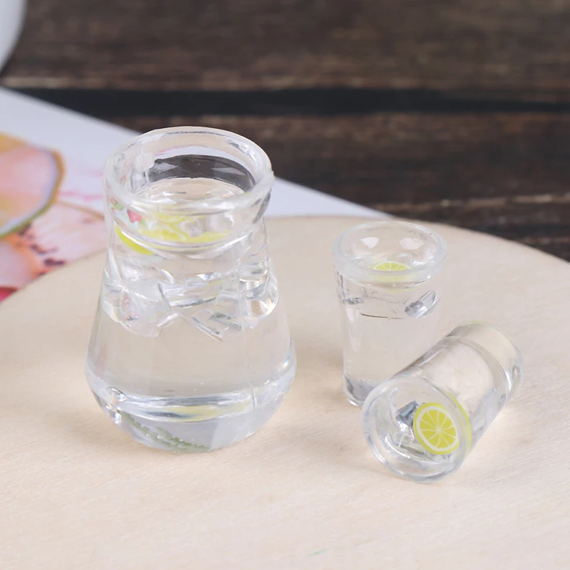 3pc/set Simulation Mini Juice Jug Cup Set Drink Milk Model Toys for Doll House Decoration 1/12 Dollhouse Furniture Accessories 5