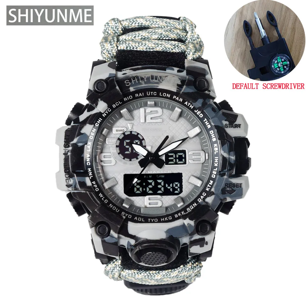 Men Camouflage Military Sports Digital Watches Compass Outdoor Survival Multi-function Waterproof Men's Watch Relogio Masculino 