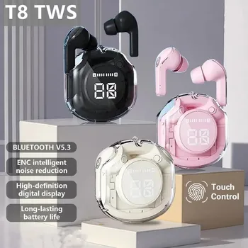 T8 PRO Tws Bluetooth Earbuds Transparent with LED Digital Display Wireless In-Ear Earphone for Xiaomi Huawei iPhone Headphone 1