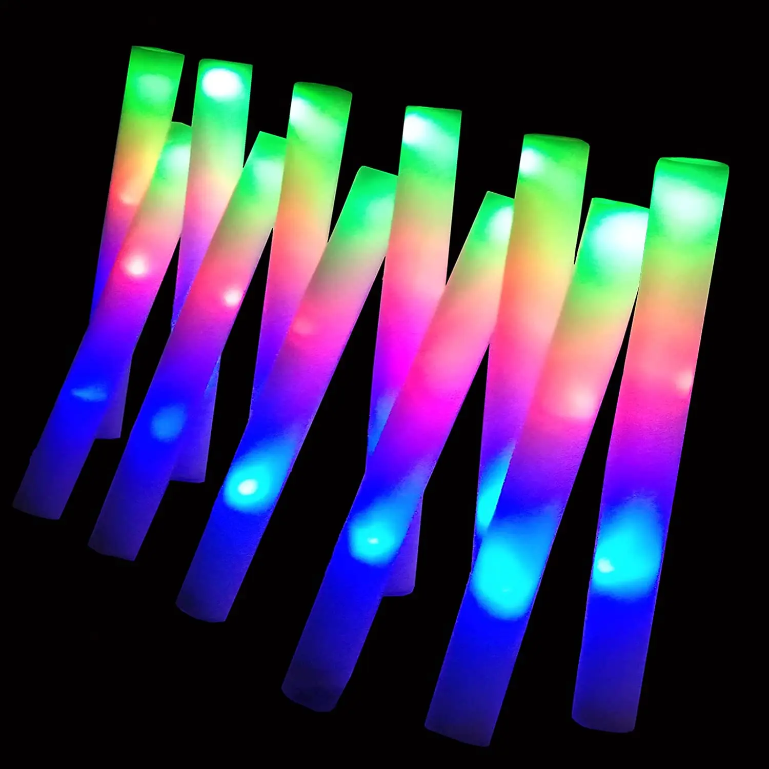 

15pcs LED Foam Glow Stick Fluorescent Light Sticks Flashing LED Light Colorful Light Stick For Christmas Light