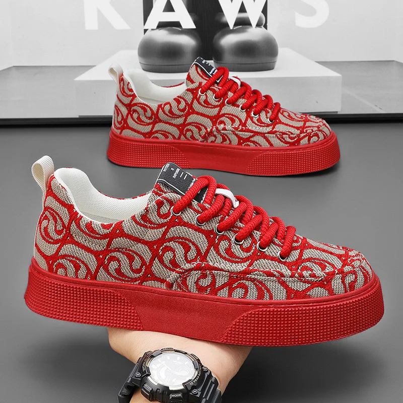 Summer Breathable Canvas Men's Shoes Versatile Mesh Thick Sole Casual Board Shoes Flat Bottom Comfortable Outdoor Walking