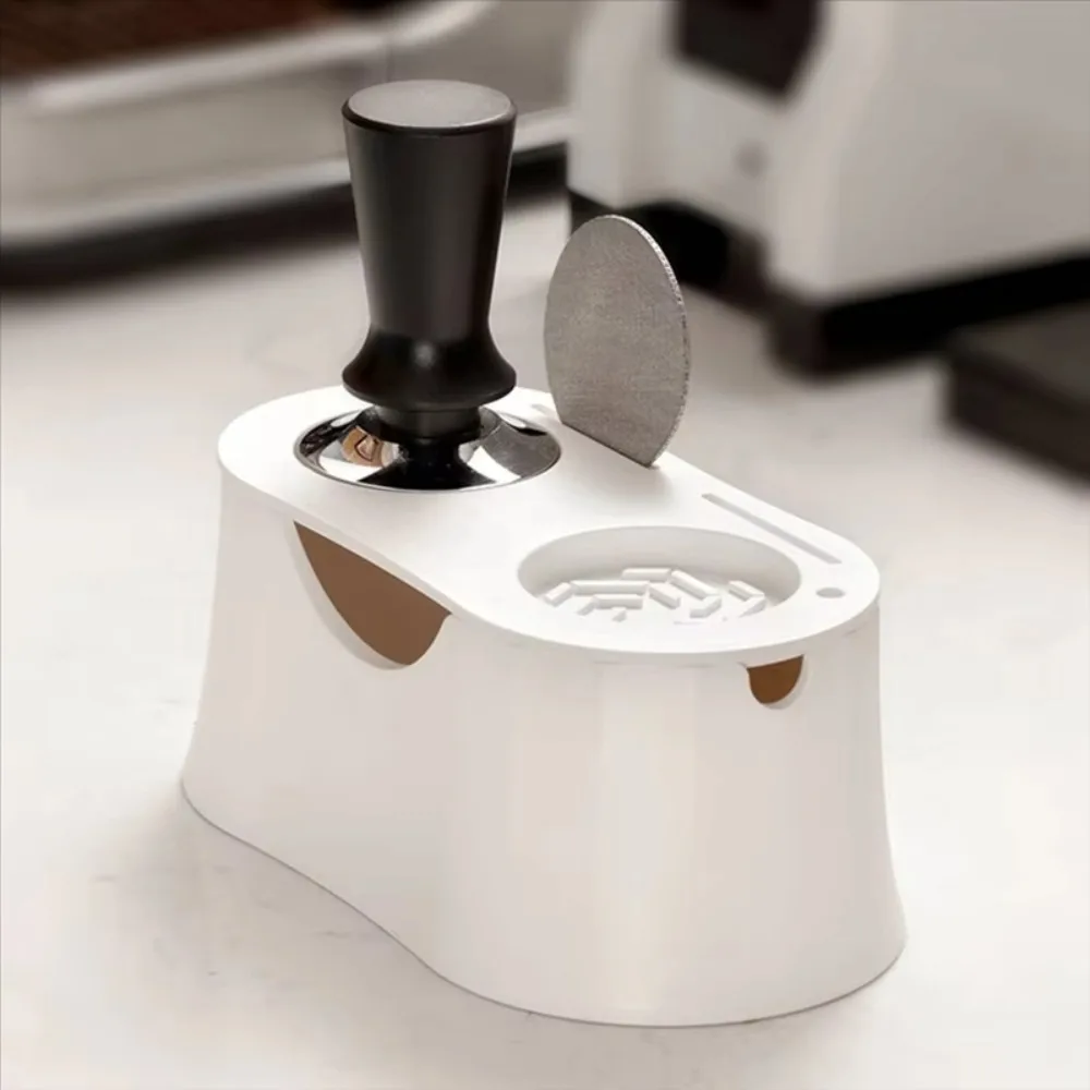 2 in 1 Coffee Tamper Stand Plastic Silicone Base Espresso Portafilter Holder Non-slip Large Capacity Coffee Knock Box Barista