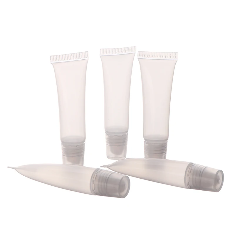 5/10Pcs 5ml Travel Portable Empty Lip Gloss Tubes Lipstick Tube Lip Balm Soft Tube Makeup Squeeze Clear Container Bottle