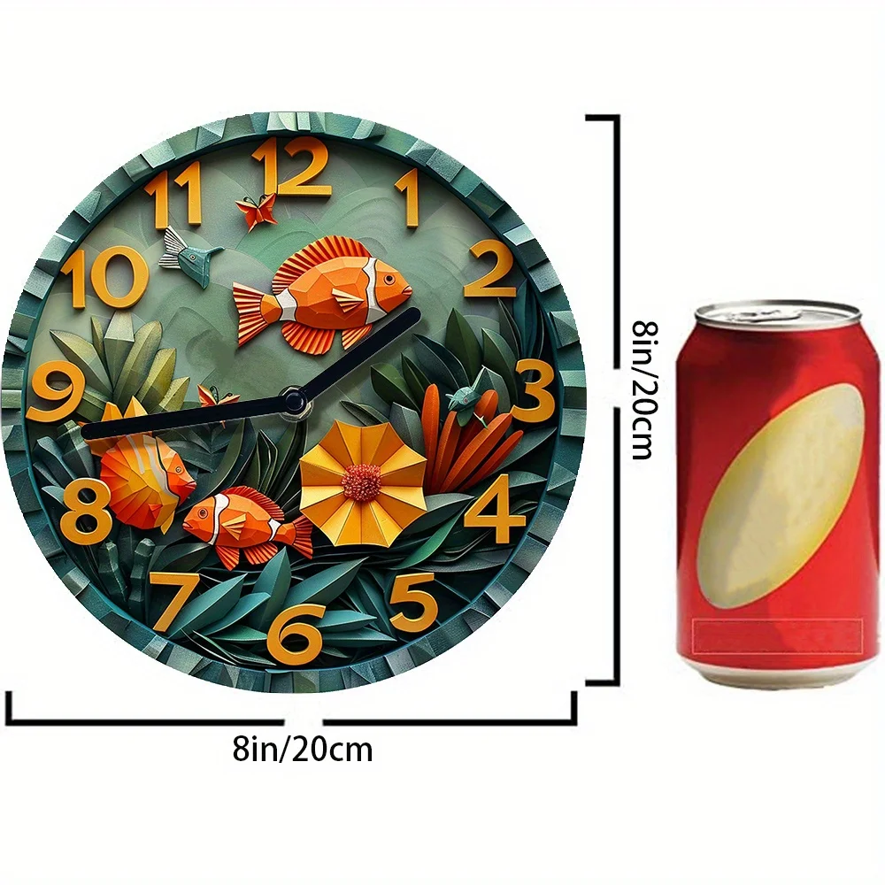 Silent Aluminum Wall Clock with Tropical Fish Design - Perfect for Bedroom & Valentine'S Day Decor Wall Clock Modern Design 4