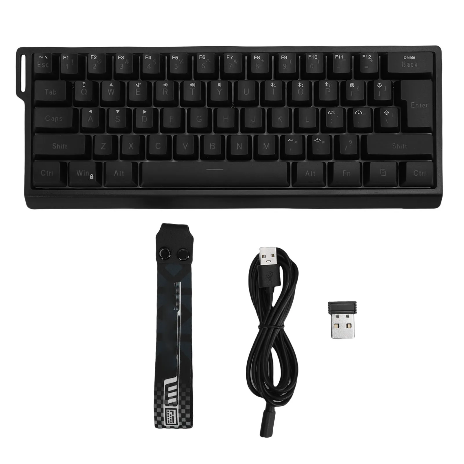 【New】Wireless Mechanical Keyboard 61 Keys Bluetooth 2.4G Wired RGB Lighting Mechanical Gaming Keyboard with Hanging Rope