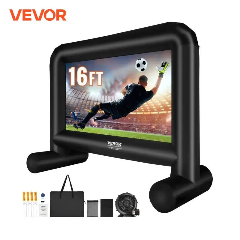 VEVOR Inflatable Movie Screen 14/16 FT Inflatable Projector Screen for Outside w/ Blower for Outdoor Party Backyard Movie Night projector screen projection screen