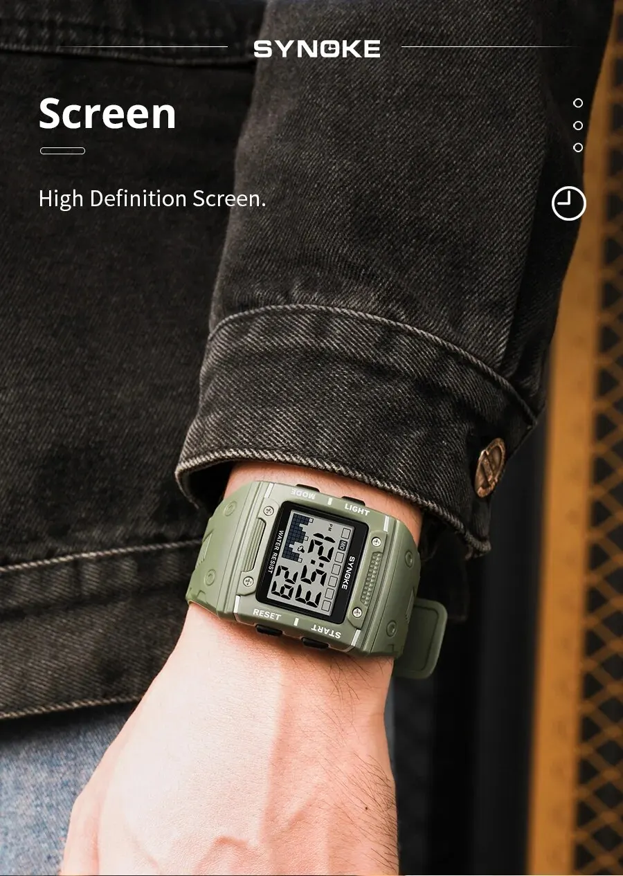 S80725ba4de6640bca2730d11b60b339bh Digital Watch Men Sports Electronic Watch Waterproof Night Glow Large Screen Square Student Watch Outdoor Running Camping Mallzona
