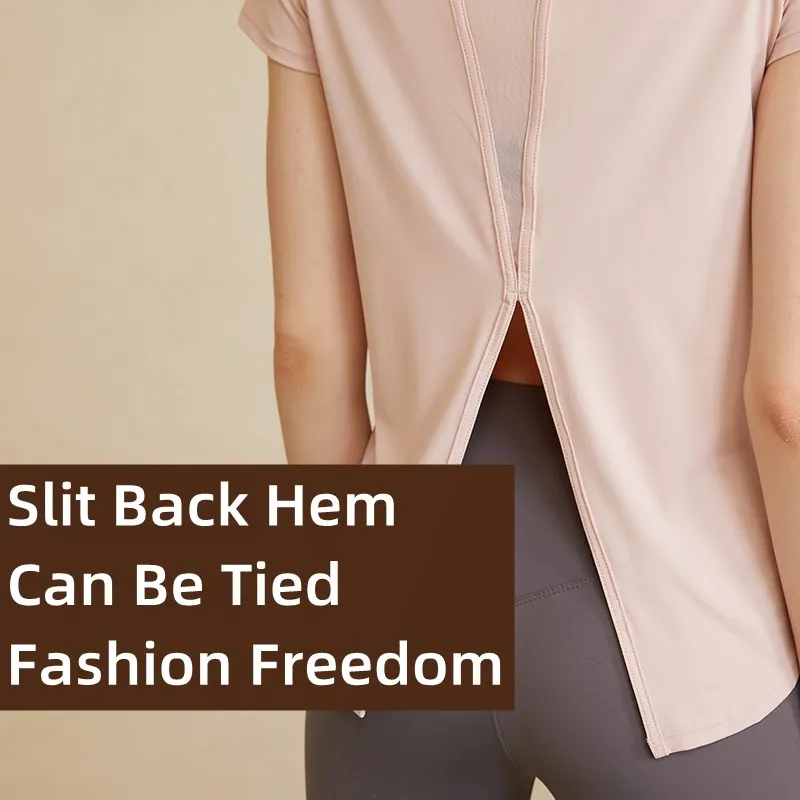 Women Mesh Breathable Shirts Gym Workout Tops Sports Tee Workout Tank Tops Quick Dry Fitness Yoga Short Sleeve Athletic Shirt