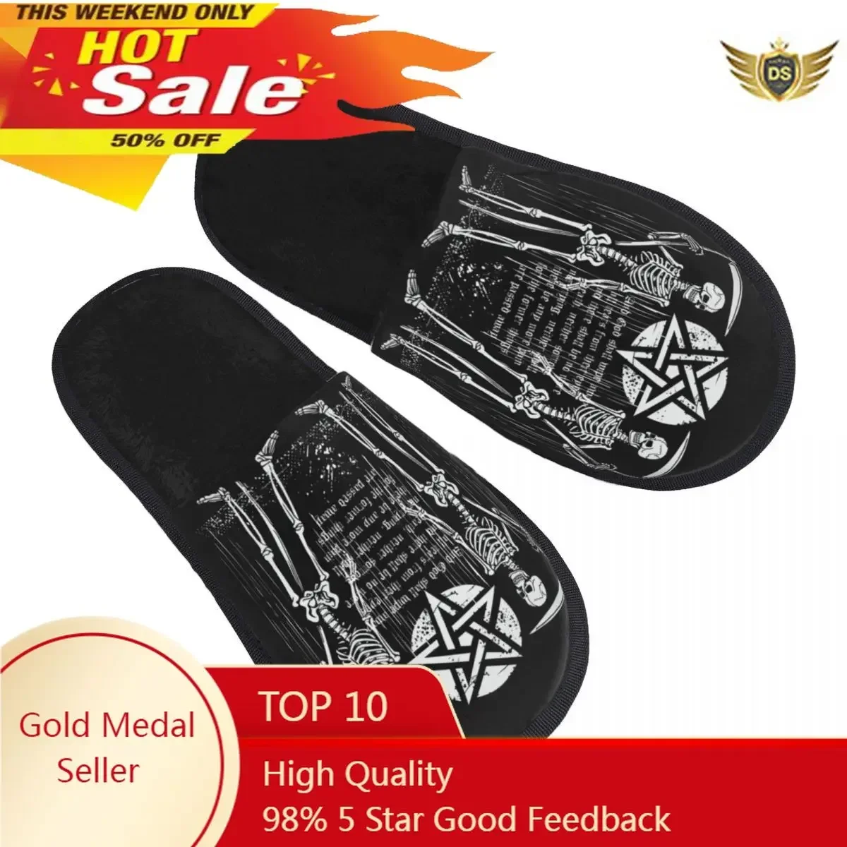 Pentagram Gothic Slipper For Women Men Fluffy Winter Warm Slippers Indoor Slippers