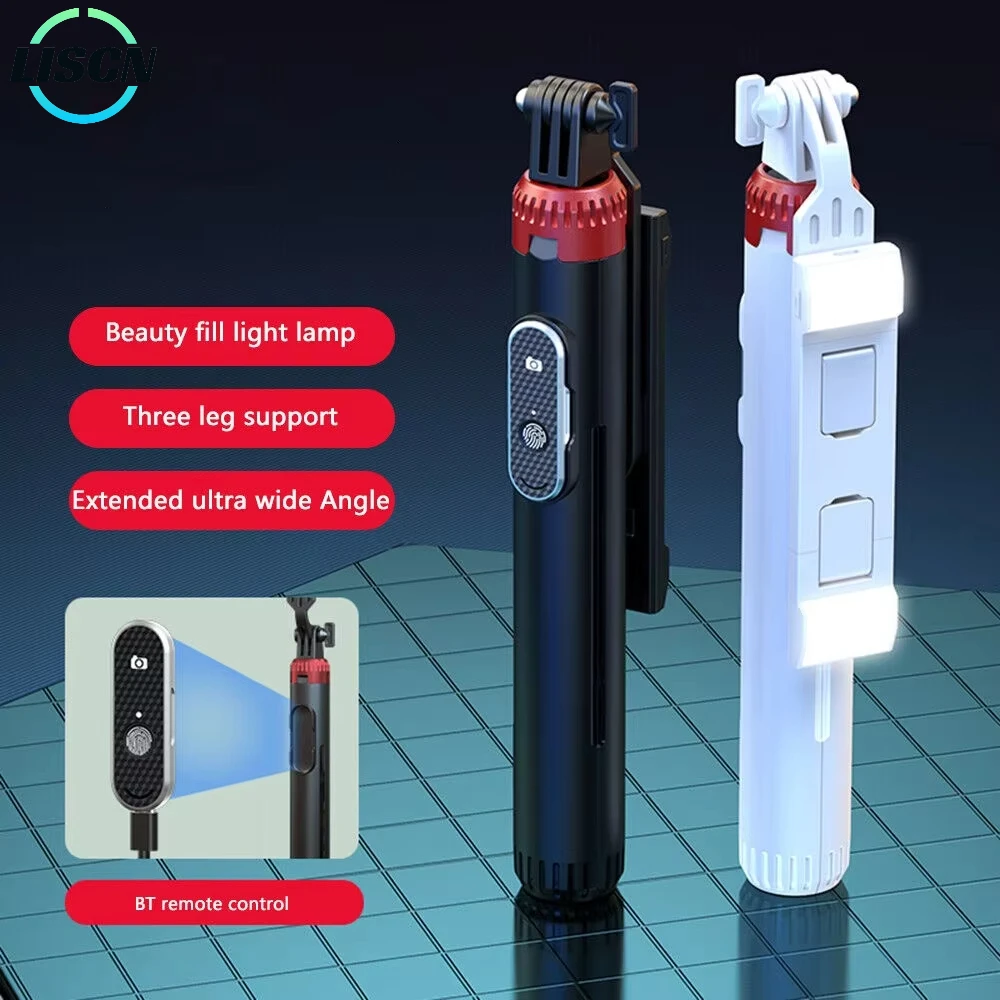 Dual LED Selfie Stick Tripod 1.6m Bluetooth Remote for Samsung/Android Smartphone Recording Video LISCN