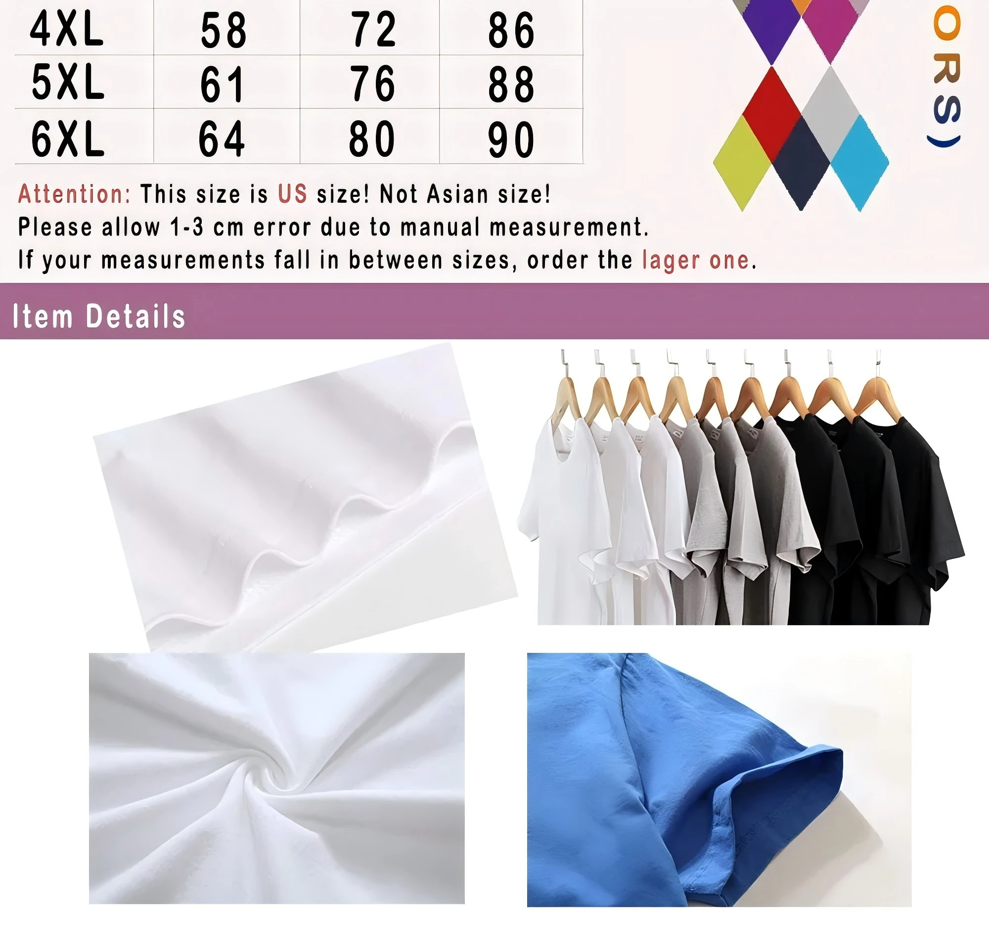 Men's and Women's T-shirt Size Chart