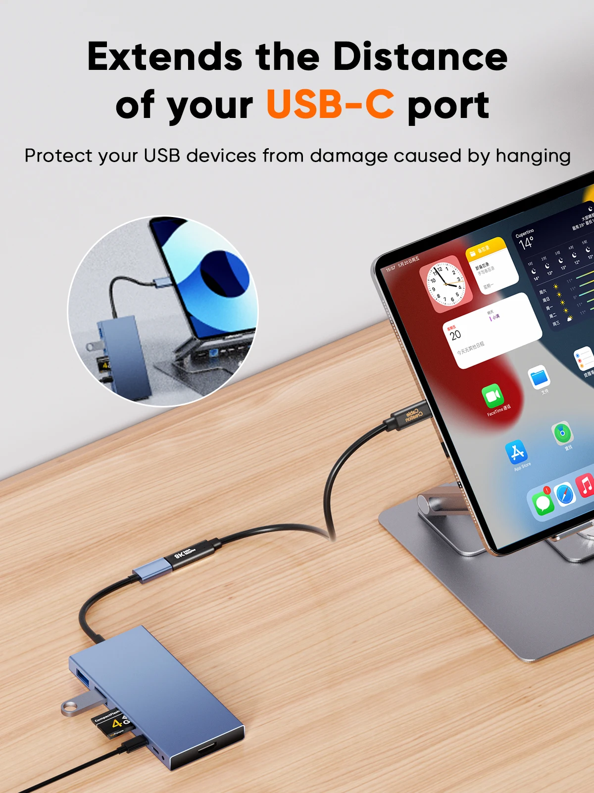 CableCreation 40Gbps USB4 연장 케이블 Type-C 수컷 암컷, 8K 4K@60Hz 영상 지원, 240W PD 고속 충전, 썬더볼트 4/3 USB4 3.2 호환 맥북 노트북 허브 도킹스테이
