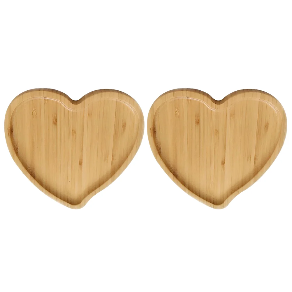 

Heart Shaped Eco-friendly Bamboo Wooden Tray Food Tea Coffee Serving Plate Fruit Bread Tray Dishes Snack Plate for Home