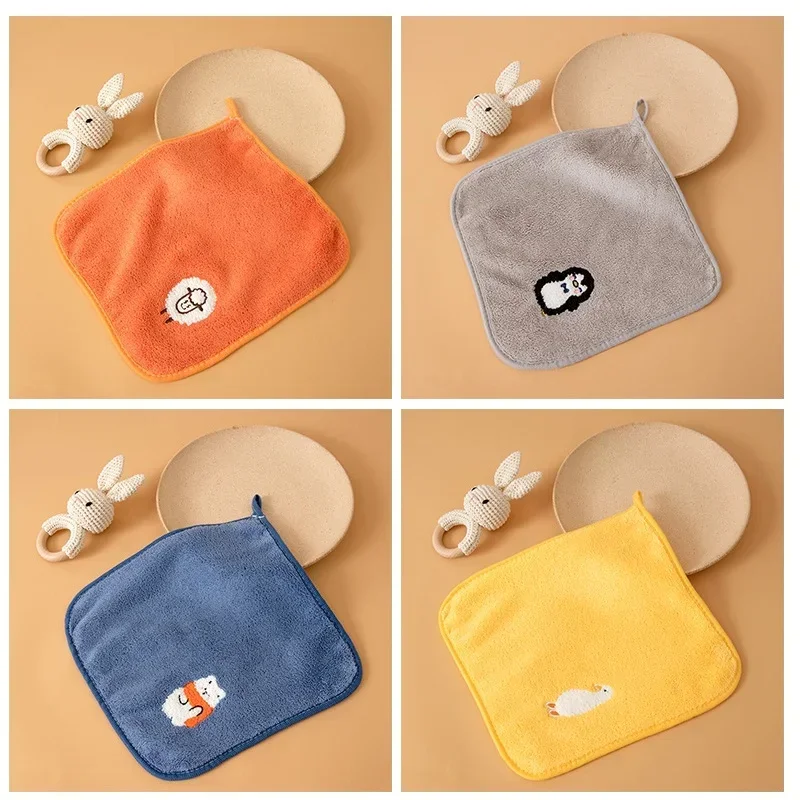 Soft Baby Towels Cute Coral Velvet Absorbent Face Hand Towel Kids Shower Wipe Washcloth Children Handkerchief Bath Towel 26x26cm