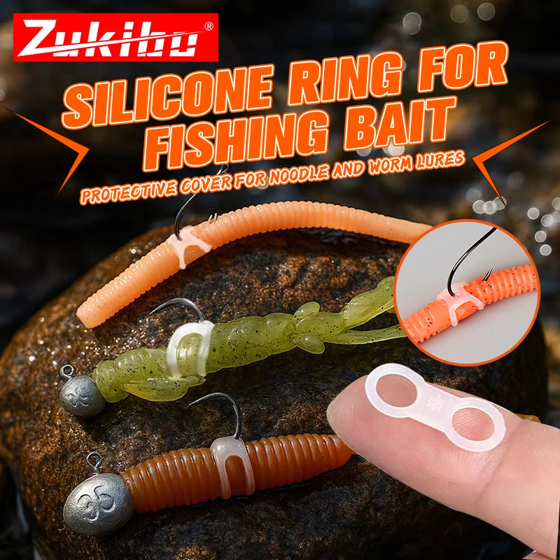 ZUKIBO 30PCS Wacky Silicone Rings for Noodle Worm Lure Baits 4.6mm 6.3mm Vertical Design for Wacky Rig Senko Bass Fishing Tools