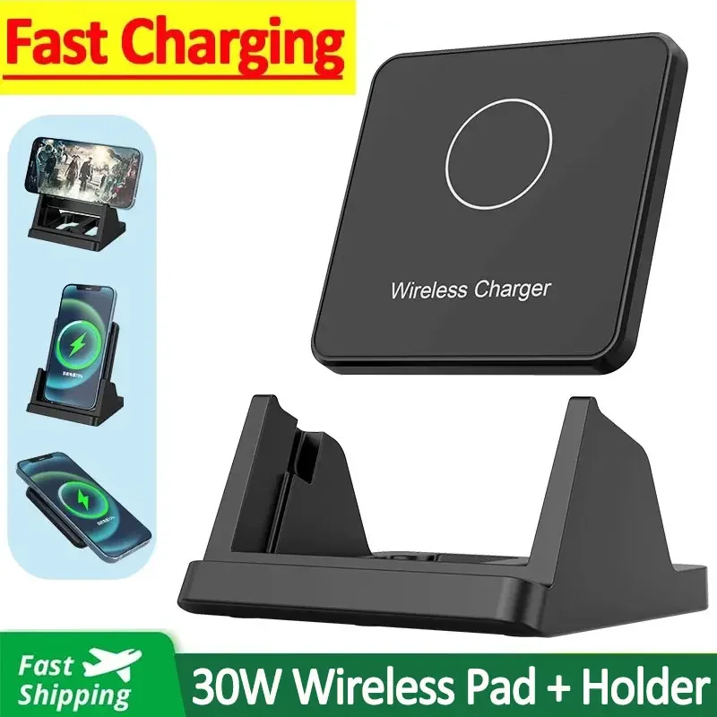 Chargeur Sans Fil Rapide Vikefon – Support De Bureau Noir Pour Téléphone