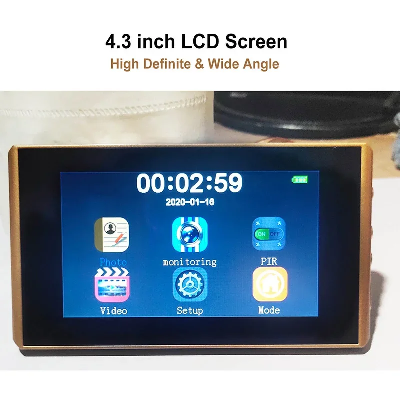 Cámara Digital LCD para puerta, Visor de mirilla de 3,0 grados con  grabación de fotos, timbre electrónico para el hogar, 145 pulgadas -  AliExpress