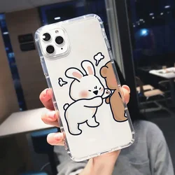 Charming Bear and Bunny Couple Clear Phone Case - Cute Lovers' Design Cover - iPhone 7 8 or SE (Style 1)