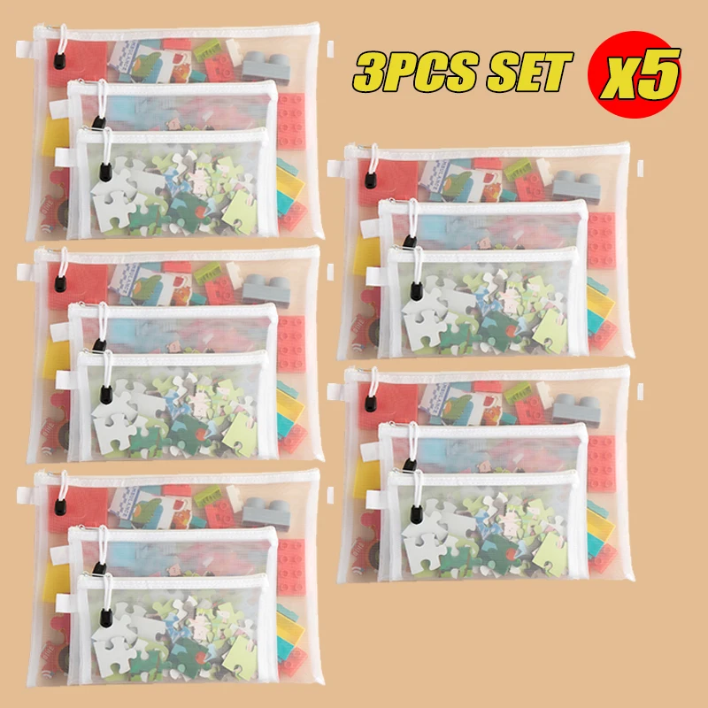 1-30 PCS Mesh Zipper File Bag Waterproof Moisture-proof Zipper Folder Toy Storage Bag Storage Tools Cosmetic Organization