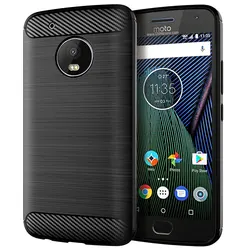 Ultimate Carbon Fiber Shockproof Silicone Bumper: Full Protective Back Case for Moto G5 Plus (Black)