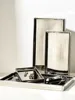 Nordic Electroplated Silver-plated Mirror Glass Tray Rectangular Storage Disk Jewelry Tier tray Home Decoration Snack Plates 4