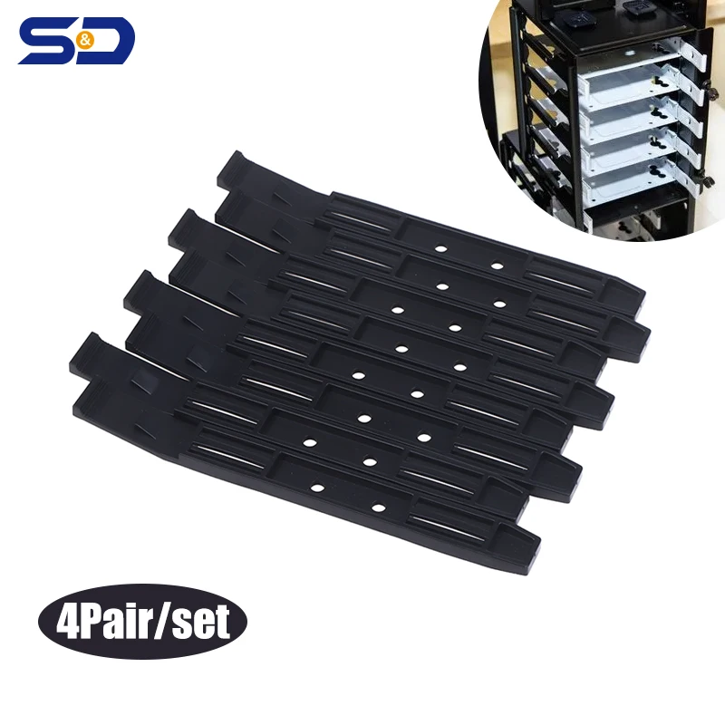 

4Pair Black Chassis Hard Drive Mounting Desktop Hard Disk Bracket Computer Cooler Mounting Rail HDD Shelf Slider