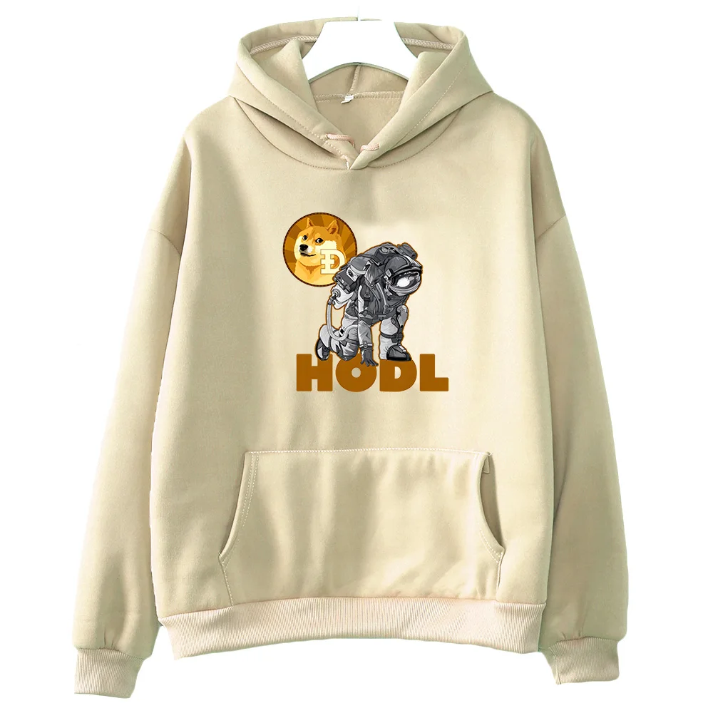 

HODL Dogecoin Astronaut Funny Cartoon Sweatshirts Creative Graphic Hoodies Unisex Casual Clothes Oversized Fleece Sweatwear