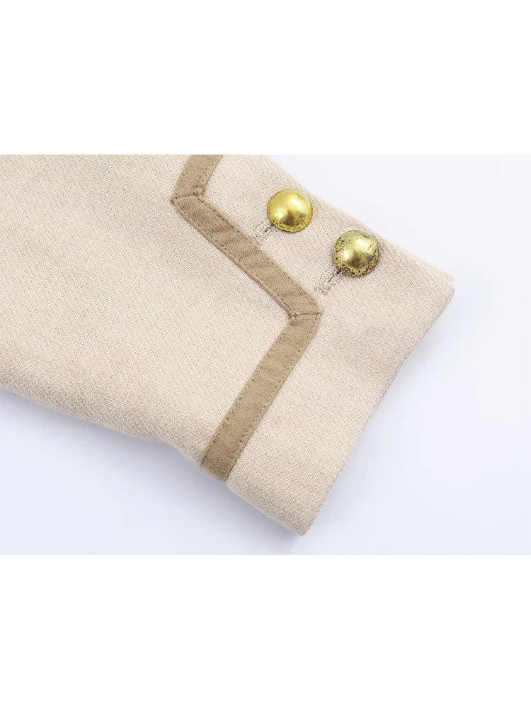 Fashion Half High Collar Coats For Women Chic Long Sleeve Single Breasted Short Jacket 2025 Autumn Winter Female Retro Outerwear