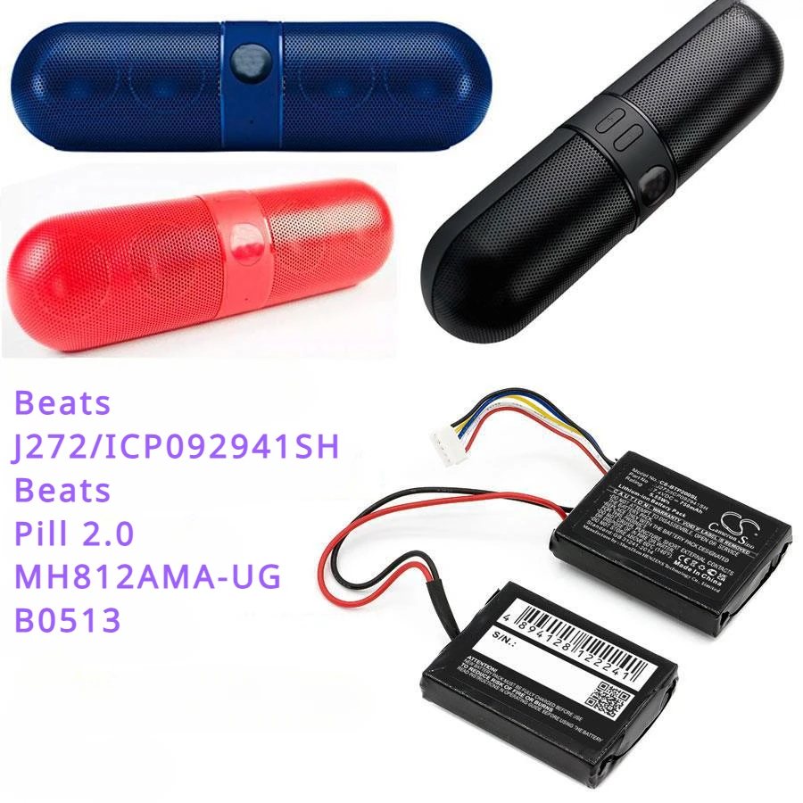 Batteria Altoparlante 750Mah Per Beats Pill 2.0, Mh812Ama-Ug, B0513