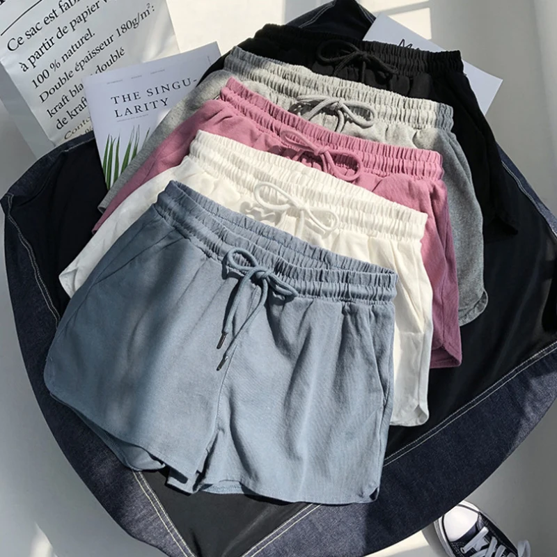 High Waisted Elastic Sports Shorts For Women Loose And Casual Summer New Style Wide Leg Pants Home Sleepwear Trendy 1PC_ecoleips.com