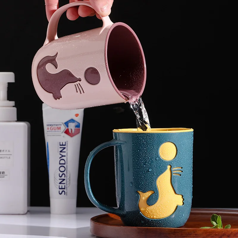 1/2Pcs Popular Toiletry Cups Dolphin Mouthwash Cup Couples Toothbrush Cup Creative Water Cup Kids Bathroom Cup