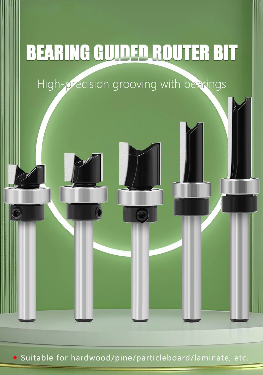 1pc 6mm 1/4 "Schaft Lager Gerade Router Bit Holzbearbeitung Werkzeuge C06013A0819BK – Detail 2