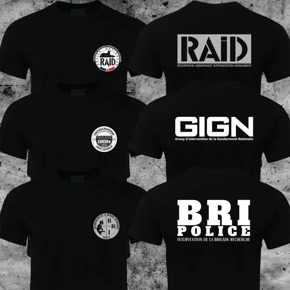 Casual T Shirt France French Special Elite Forces GIGN Raid BRI Men T-shirt Cotton Summer Round Neck Short Sleeves