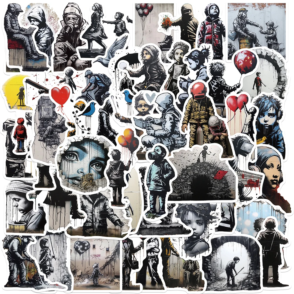 

10/30/50PCS Cartoon Banksy Street Art Graffiti Stickers Aesthetic DIY Skateboard Phone Fridge Bike Cool Decoration Sticker Toys
