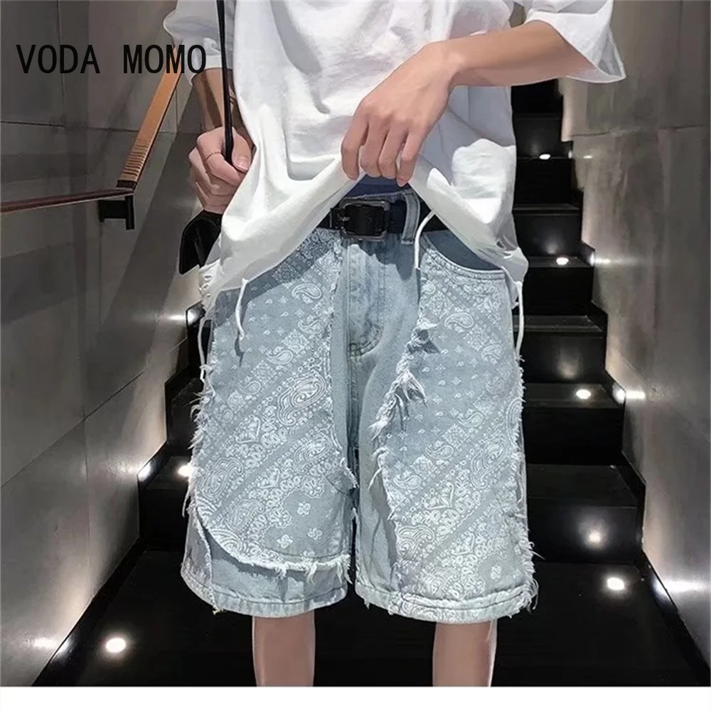 2022 Summer New Men Vintage Ripped Short Jeans Streetwear Hole Slim Denim Shorts Male Brand Clothes Mens Denim Shorts Pants