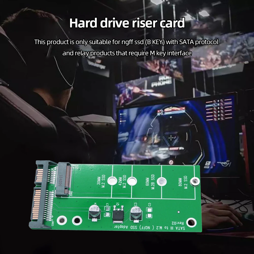 M.2 SSD 어댑터, M2 SATA 어댑터 라이저, M.2-SATA 어댑터, M.2 NGFF 컨버터, SATA3.0 6G 카드 B 키, 2230-2280 M.2 SATA SSD용
