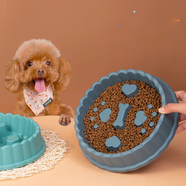 Anti-Choking Slow Feeder Dog Bowl: Non-Spill Food Bowl for Small/Medium/Large Dogs, Also for Cats, Durable Pet Feeding Dish, 4