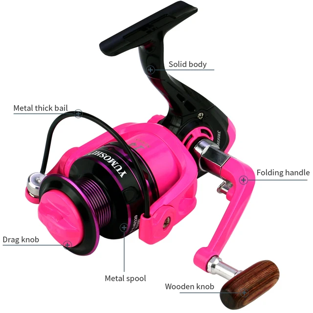 Fishing OE2000 - 7000 Light Fishing Reel 5.2:1 High Speed Fishing Pink  Spinning Reel Foldable Exchangable Handle - AliExpress