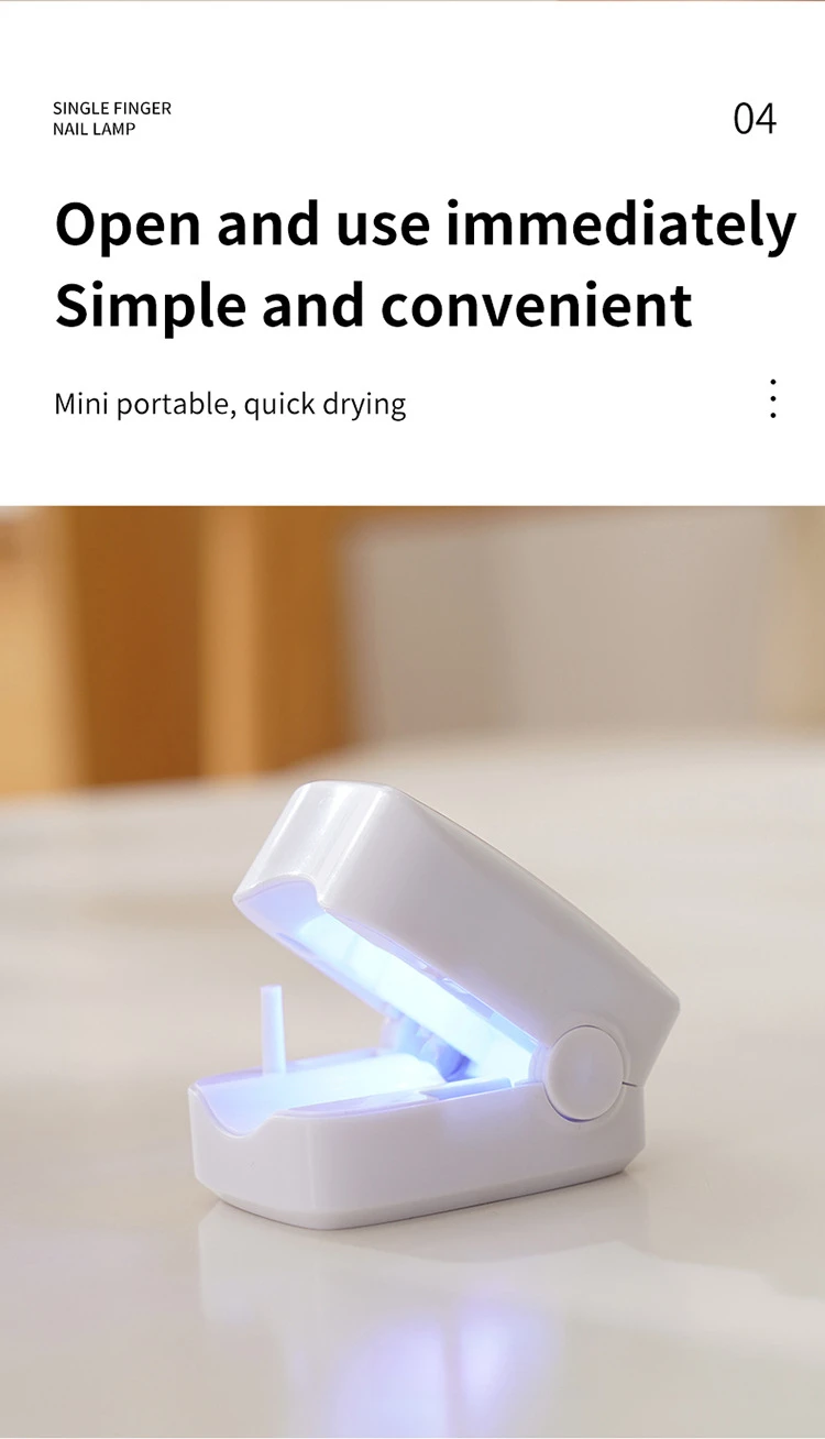 Description Picture 4 of itemPortable Mini Nail Dryers Ultraviolet Nail Lamp Single Finger USB Charging Model Hand-held Household Small Nail Polish Dryers