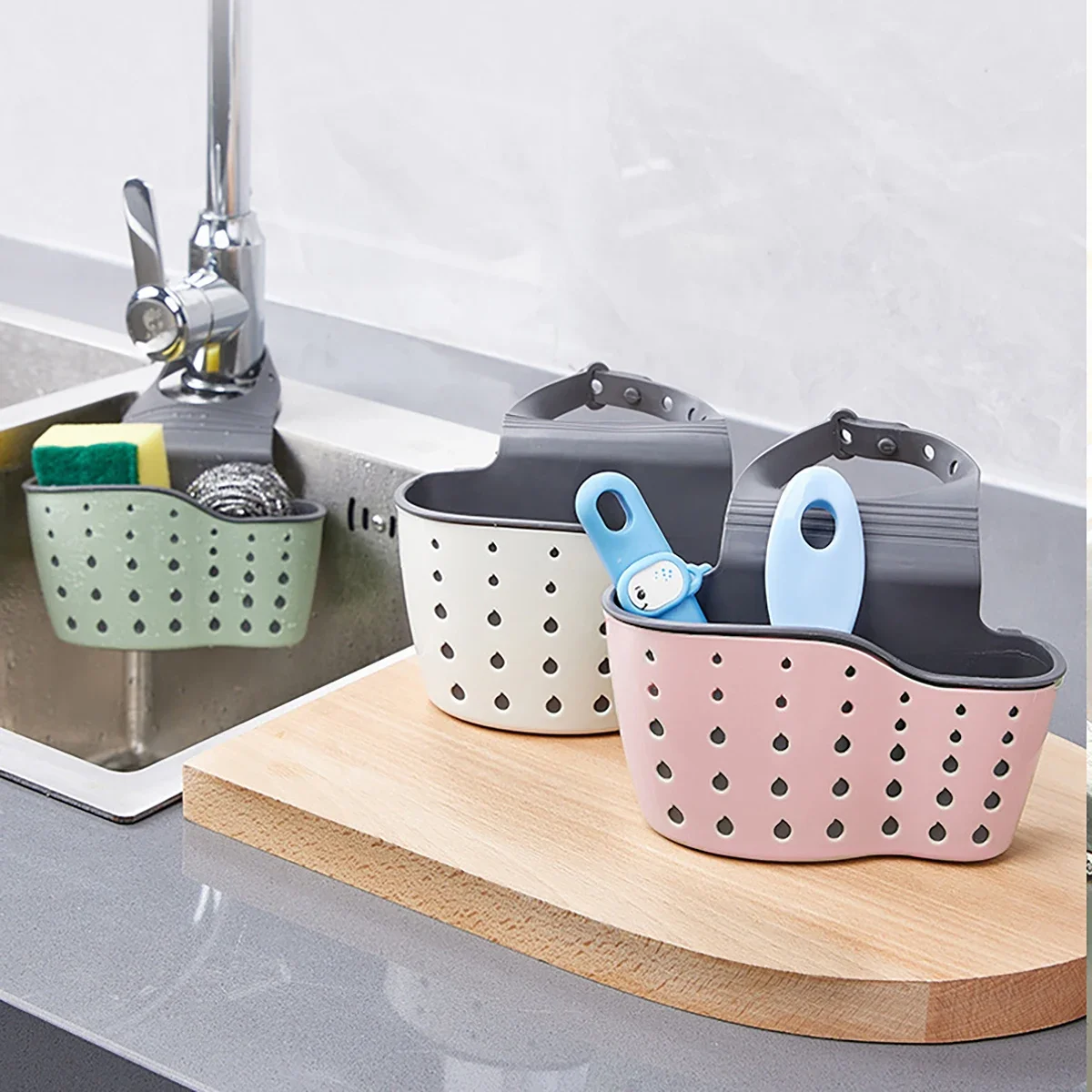 Hanging Bag Organizer Double-layer Kitchen Sink Shelf with Strong Load-bearing Design Easy-to-install Hanging Basket for Soap